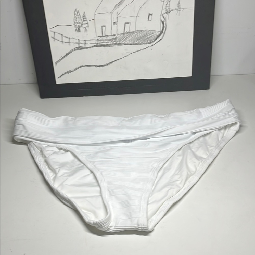 La Blanca Women's Shirred Band Hipster Bikini White Bottom Size US 10
